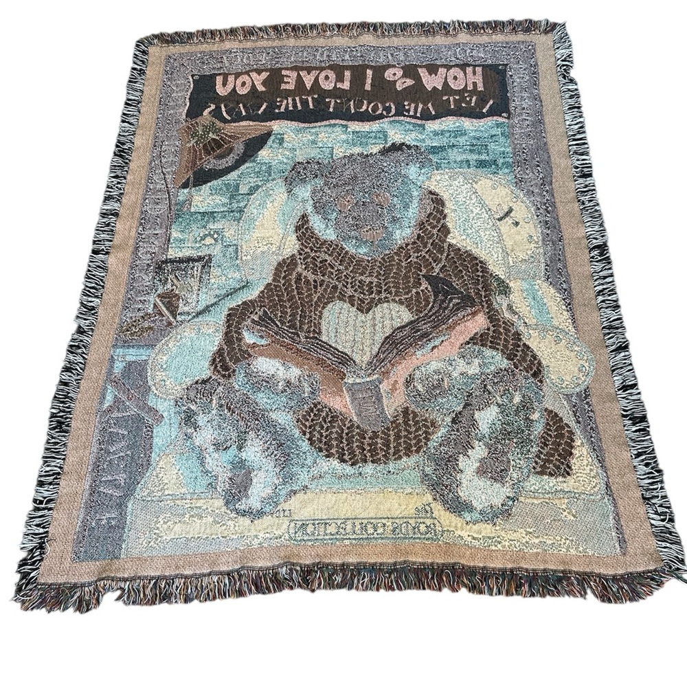 Boyds Bears Collection "How Do I Love You" Collectors Woven Tapestry Throw 50x65 - Picture 6 of 6